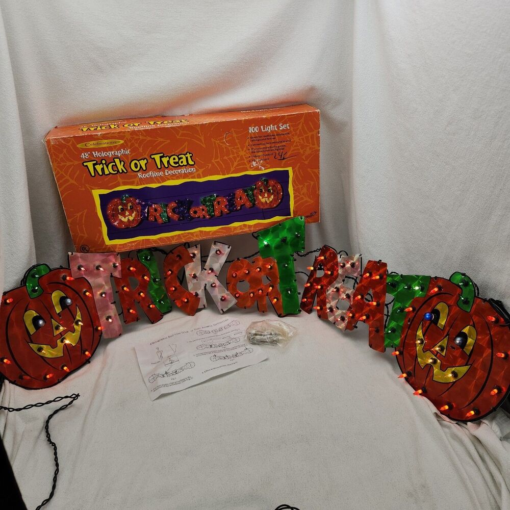 Light Trick Or Treat Lighted Holographic Sign 48" 100 Lt Halloween Celebrations